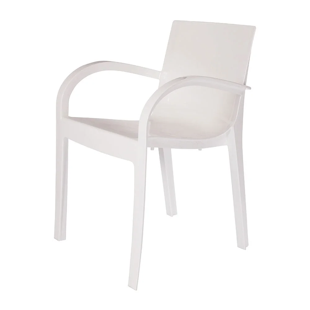 Cadeira Ice com Braço Branco Brilhante 1 Cadeira Ice com Braço Branco Brilhante