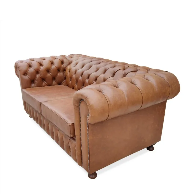 Sofá Chesterfield 180cm - Couro Natural - Imagem 2
