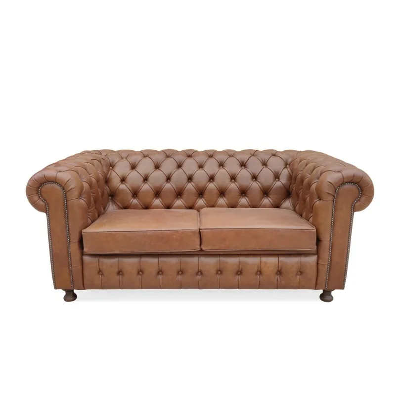 Sofá Chesterfield 180cm - Couro Natural - Imagem 3