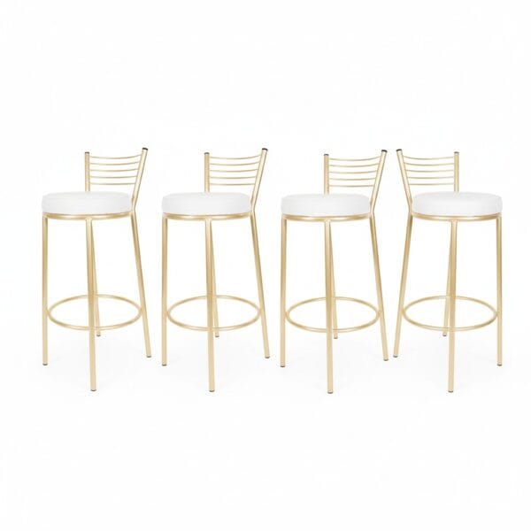 Kit 4 Banquetas Tubular Dourada Ø 76 cm